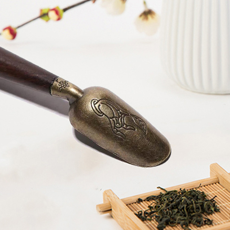 Juodmedžio arbatinio šaukštelio arbatos šaukštelio arbatos kastuvas Medžio masyvo retro arbata KongFu ceremonijos kaušelis Indai Priedai Kūrybinė dovana