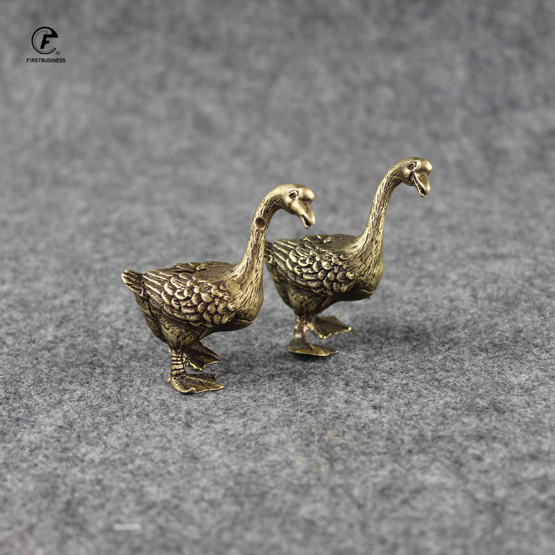 Retro varinės kietos žąsų figūrėlės Mažų gyvūnų statulos papuošalai Antikvariniai žalvario arbata Naminių gyvūnėlių dekoras Biuro stalo dekoravimo priedai