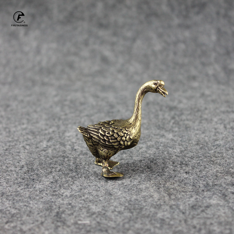 Retro varinės kietos žąsų figūrėlės Mažų gyvūnų statulos papuošalai Antikvariniai žalvario arbata Naminių gyvūnėlių dekoras Biuro stalo dekoravimo priedai