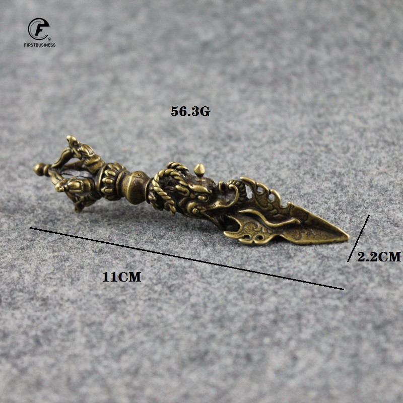 Retro réz Buddha hangszer Sárkányfej Just Vajry Pestle Puer Tea kés Dísz lakberendezési Antik sárgaréz íróasztal dekoráció