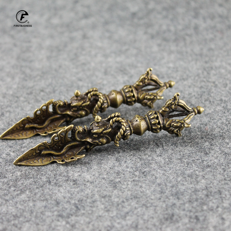 Retro réz Buddha hangszer Sárkányfej Just Vajry Pestle Puer Tea kés Dísz lakberendezési Antik sárgaréz íróasztal dekoráció