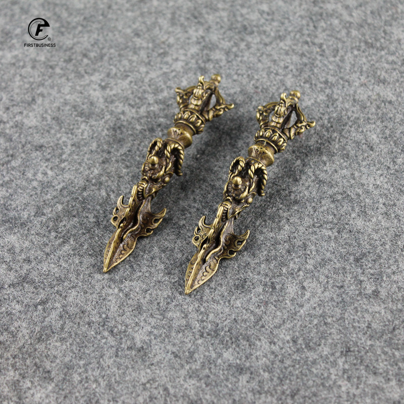 Retro réz Buddha hangszer Sárkányfej Just Vajry Pestle Puer Tea kés Dísz lakberendezési Antik sárgaréz íróasztal dekoráció