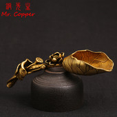 Vintage misiņa lotosa tējas karotes Lāpsta Tējas trauki Aksesuāri Dekorācijas Antīki vara lāpstiņa Karote Galda piederumi Radoši rotājumi