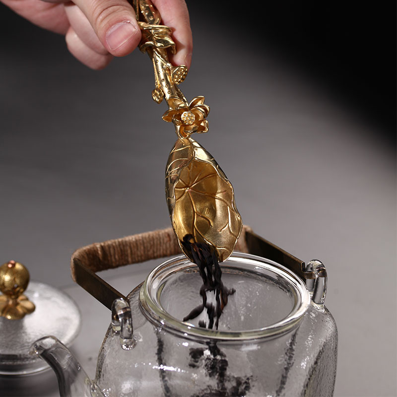 Vintage misiņa lotosa tējas karotes Lāpsta Tējas trauki Aksesuāri Dekorācijas Antīki vara lāpstiņa Karote Galda piederumi Radoši rotājumi