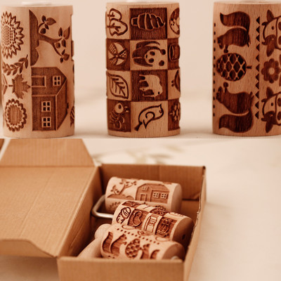 Arjmide nomaināms rullītis ar L rokturi mazas velmēšanas tapas bērniem vāveres kļavu māja cepumu reljefs rīks cepšanai.