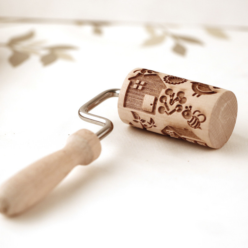 Arjmide nomaināms rullītis ar L rokturi mazas velmēšanas tapas bērniem vāveres kļavu māja cepumu reljefs rīks cepšanai.