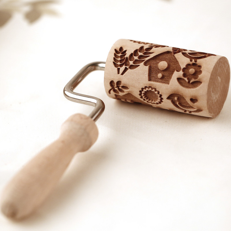 Arjmide nomaināms rullītis ar L rokturi mazas velmēšanas tapas bērniem vāveres kļavu māja cepumu reljefs rīks cepšanai.