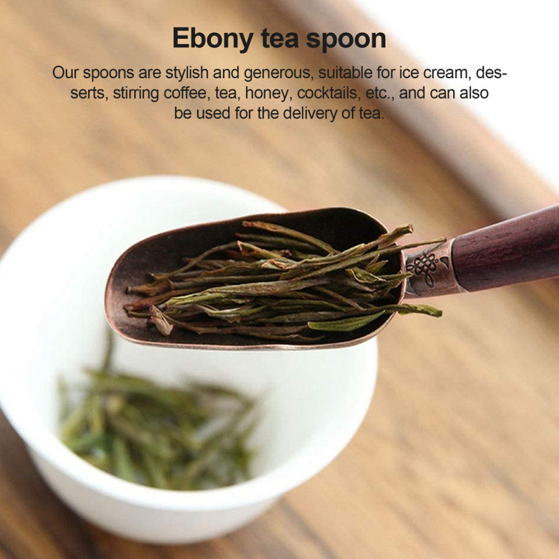 Koka roktura tējas lāpsta tējas karote, alvas sakausējuma melnkoka kafijas karotes galda trauki tējkarotes, viegli tīrāma pret smidzināšanu tējas karote