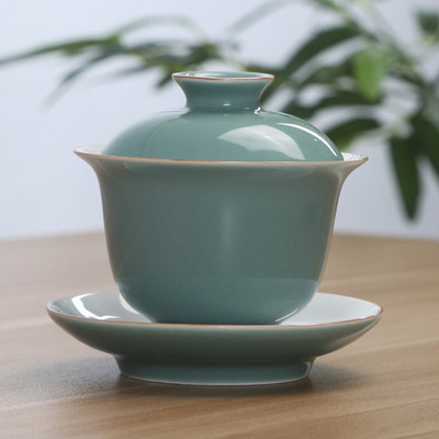 Klasiskā keramikas tēja tēja mājas vienkrāsains ar tējtases vāku Ceļojumu pārnēsājami tējas trauki, rokām gatavoti tējas ceremonijas piederumi