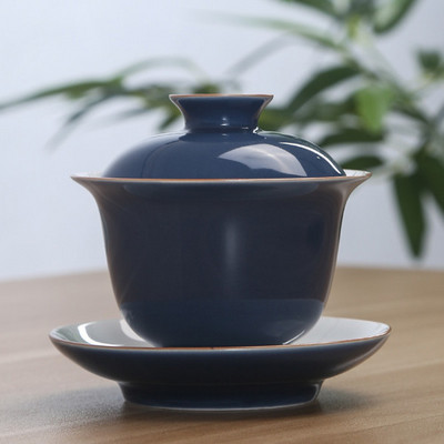 Klasiskā keramikas tēja tēja mājas vienkrāsains ar tējtases vāku Ceļojumu pārnēsājami tējas trauki, rokām gatavoti tējas ceremonijas piederumi