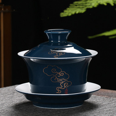 Ķīniešu roku darbs, balts porcelāns Gaiwan, rokām apgleznoti ziedi, tējas trauks, sadzīves keramikas tējas trauki, dzēriena trauki, personīgais kauss 230 ml