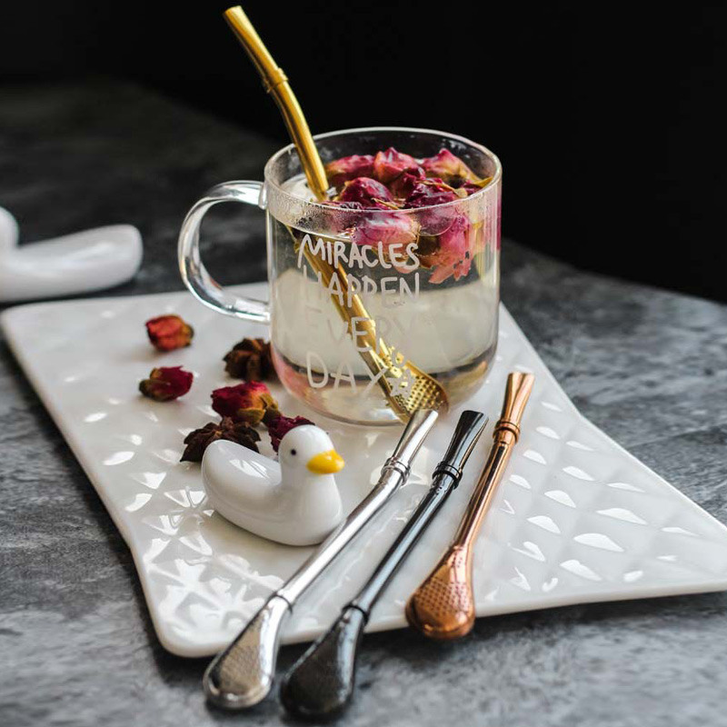 Jauni videi draudzīgi nerūsējošā tērauda karotes salmiņi tējas sietiņš kratītājs kafijas filtrs karotes galda piederumi