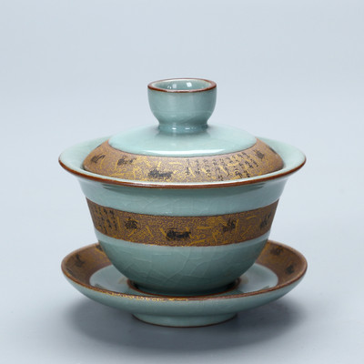 Ķīniešu vintage ledus krekinga glazūra Keramika Gaiwan Travel tējas trauks Mājas tējas trauki Aksesuāri Dzērienu trauki Personīgā tējas krūze 150 ml