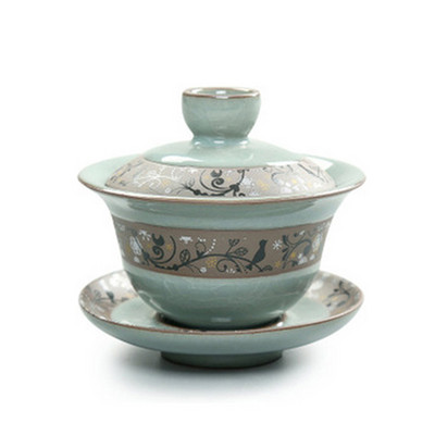 Ķīniešu vintage ledus krekinga glazūra Keramika Gaiwan Travel tējas trauks Mājas tējas trauki Aksesuāri Dzērienu trauki Personīgā tējas krūze 150 ml