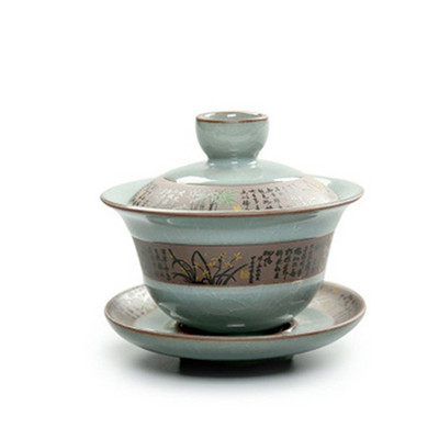 Ķīniešu vintage ledus krekinga glazūra Keramika Gaiwan Travel tējas trauks Mājas tējas trauki Aksesuāri Dzērienu trauki Personīgā tējas krūze 150 ml