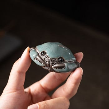 Ge Kiln Cracked Glaze Crab Tea Play Handmade Kongfu Tea Pet Διακόσμηση Κινεζικό τραπέζι τσαγιού Τελετή τσαγιού Αξεσουάρ Τσάι κατοικίδιο