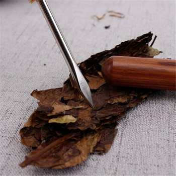 Сандалово дърво Нож за чай от неръждаема стомана Pu Er Специализирана игла за чай Китайски кунг-фу Teasets Спираловидни ножове за чай Аксесоари