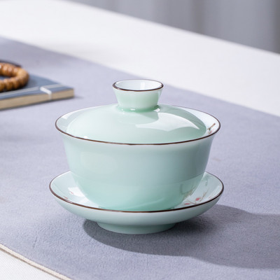 Ķīniešu zilā un baltā porcelāna vāka bļoda Tējas krūze ar rokām gatavota Keramika Tējas turīns Bļoda Tējas ceremonija Aksesuāri ceļojumiem Dzērieni