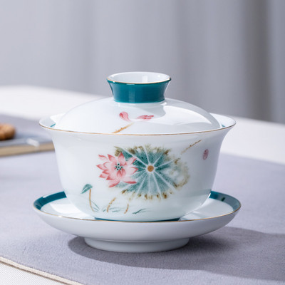 Ķīniešu zilā un baltā porcelāna vāka bļoda Tējas krūze ar rokām gatavota Keramika Tējas turīns Bļoda Tējas ceremonija Aksesuāri ceļojumiem Dzērieni