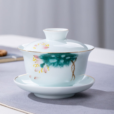 Ķīniešu zilā un baltā porcelāna vāka bļoda Tējas krūze ar rokām gatavota Keramika Tējas turīns Bļoda Tējas ceremonija Aksesuāri ceļojumiem Dzērieni