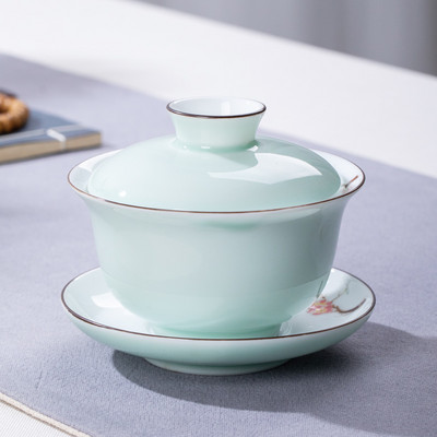 Ķīniešu zilā un baltā porcelāna vāka bļoda Tējas krūze ar rokām gatavota Keramika Tējas turīns Bļoda Tējas ceremonija Aksesuāri ceļojumiem Dzērieni