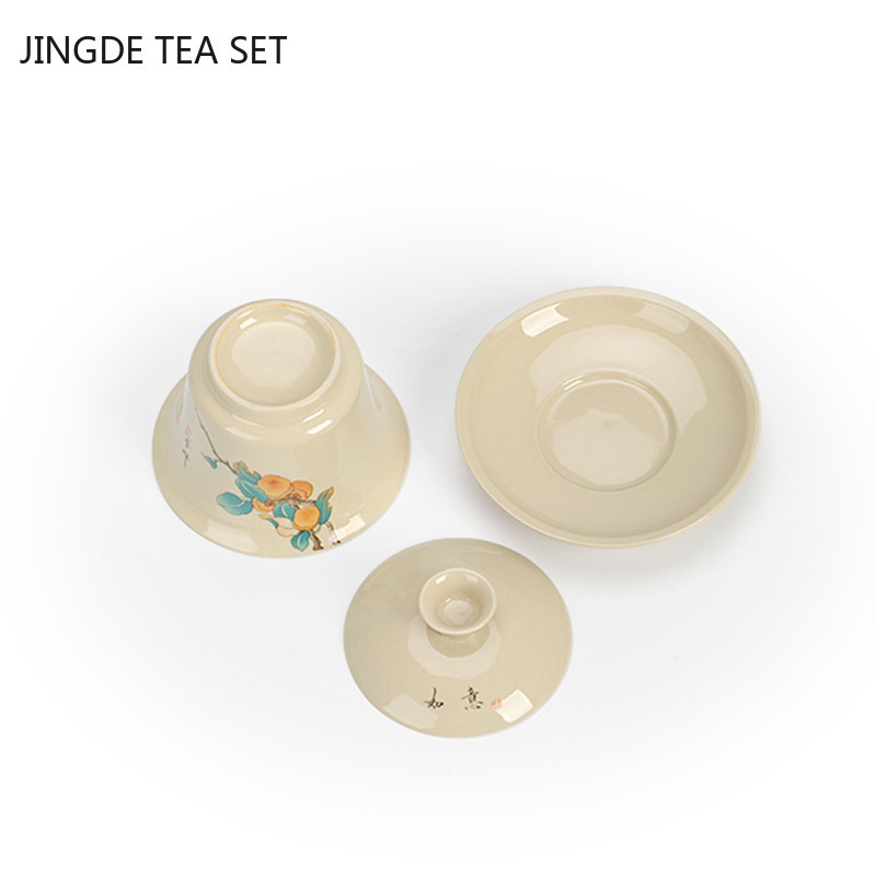 Augstākās klases keramikas Gaiwan rokām darināts pārnēsājams tējas komplekts Ķīniešu stila tējas krūzes komplekts Mājas porcelāna tējas trauks Pielāgotas tējas trauki dāvanas