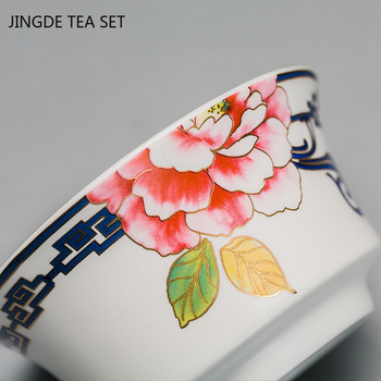 Κινεζικό χειροποίητο κεραμικό φλιτζάνι τσαγιού Gaiwan ζωγραφισμένο στο χέρι με μοτίβο λουλουδιών Tea Tureen Household Teaware Travel Personal Cup 120ml