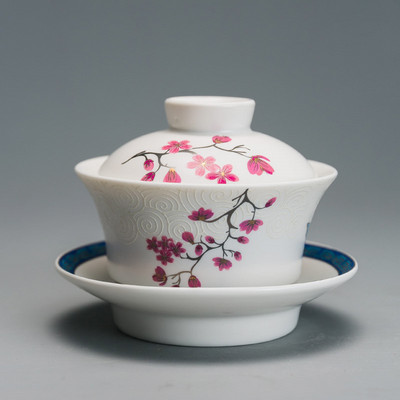 Ķīniešu roku darbs keramikas Gaiwan tējas krūze ar rokām apgleznota ziedu raksta tēja Tureen mājsaimniecības tējas trauki ceļojumu personīgā krūze 120 ml
