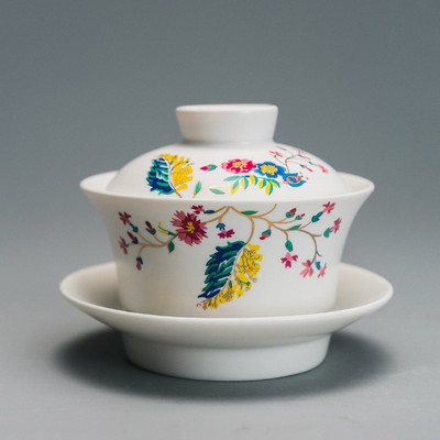 Ķīniešu roku darbs keramikas Gaiwan tējas krūze ar rokām apgleznota ziedu raksta tēja Tureen mājsaimniecības tējas trauki ceļojumu personīgā krūze 120 ml