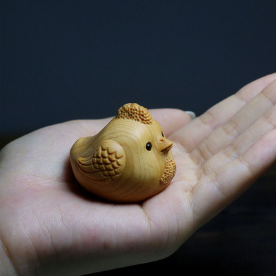 1 gab ar rokām grebts masīvkoka mini dzīvnieku skulptūra cālis darbvirsmas rotājumi rokdarbu rotājumi