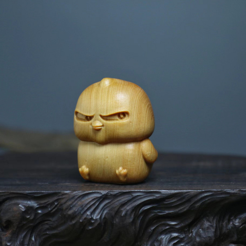 1 gab ar rokām grebts masīvkoka mini dzīvnieku skulptūra cālis darbvirsmas rotājumi rokdarbu rotājumi