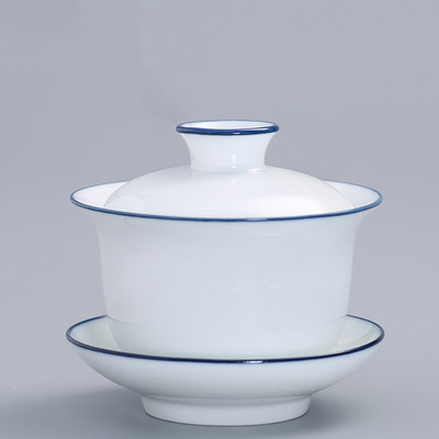 Dehua Roku darbs Keramika Gaiwan Liela tējas krūze Ar rokām apgleznota tējas tēja ķīniešu baltā porcelāna tējas komplekts Aksesuāri Dzērienu trauki 190ml