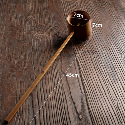 Ar rokām darināta bambusa ūdens karote ar garu rokturi Ēdiena gatavošanas rīki Zupas karotes kauss Dabīgā koka ūdens karotes pārneses rīks