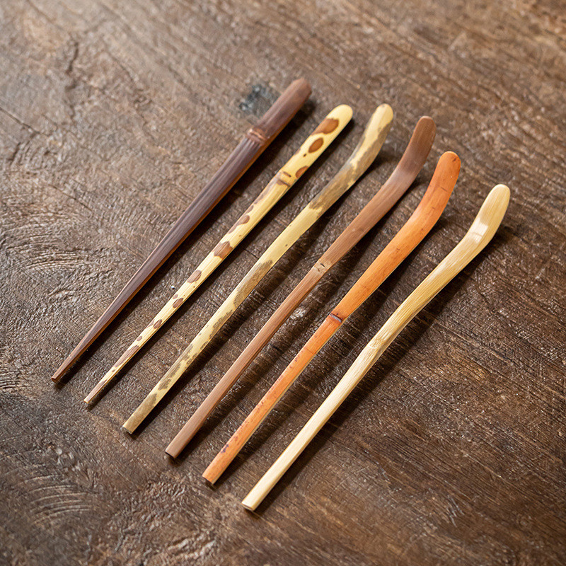 Japoniško stiliaus arbatinis šaukštelis bambuko dizaino Retro Matcha rankų darbo arbatos kepsninė arbatos adatėlė arbatos peilis Dvejopos paskirties arbatos ceremonijos dalysZC369