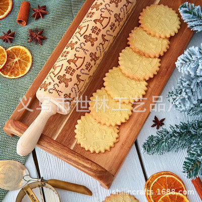 Karikatūra Dzīvnieku raksts Rolling Tap Lāzergravēšana Miltu Stick Ziemassvētku Cepumu Rolling Stick