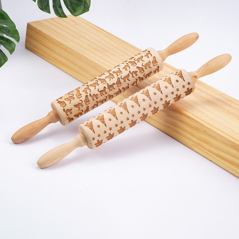 Karikatūra Dzīvnieku raksts Rolling Tap Lāzergravēšana Miltu Stick Ziemassvētku Cepumu Rolling Stick