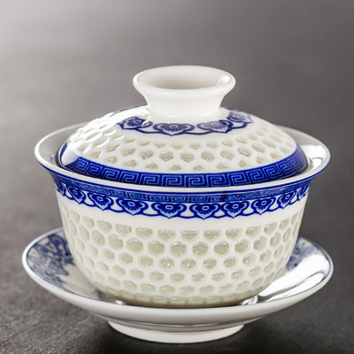 Jingdezhen Lotus Kerámia Gaiwan teáscsésze Kézzel festett tea Tureen Kínai Retro teáskészlet Kiegészítők Teaszertartási ivóedény 110 ml