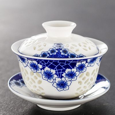 Jingdezhen Lotus Kerámia Gaiwan teáscsésze Kézzel festett tea Tureen Kínai Retro teáskészlet Kiegészítők Teaszertartási ivóedény 110 ml
