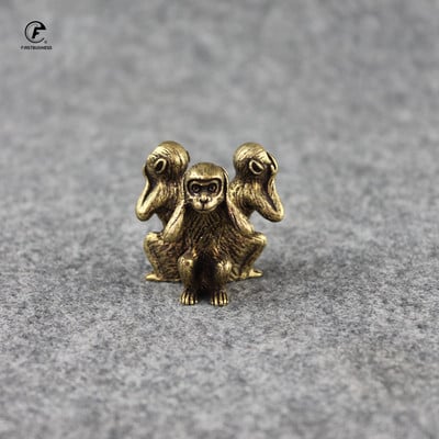 Cupru antic Trei maimuțe Decor pentru sufragerie Decoratiuni chinezești 12 animale din zodiac Figurină în miniatură Mobilier Ornament