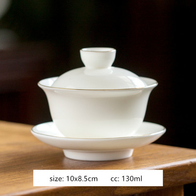 Ar rokām darināta baltā porcelāna tējas automāts mājsaimniecības Sancai Gaiwan tējas ceremonijas aksesuāri Boutique keramikas tējas bļoda ar vāku