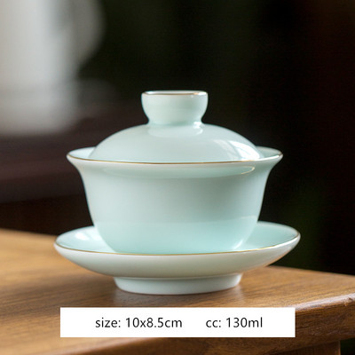 Ar rokām darināta baltā porcelāna tējas automāts mājsaimniecības Sancai Gaiwan tējas ceremonijas aksesuāri Boutique keramikas tējas bļoda ar vāku