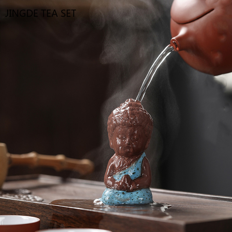 Kínai Yixing Purple Clay Tea Pet Lovely Figura Szobor Tea Asztali Dekoráció Otthoni Asztali Dekoráció Lila Agyag Teakészlet Kiegészítők