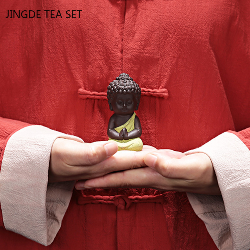 Kínai Yixing Purple Clay Tea Pet Lovely Figura Szobor Tea Asztali Dekoráció Otthoni Asztali Dekoráció Lila Agyag Teakészlet Kiegészítők