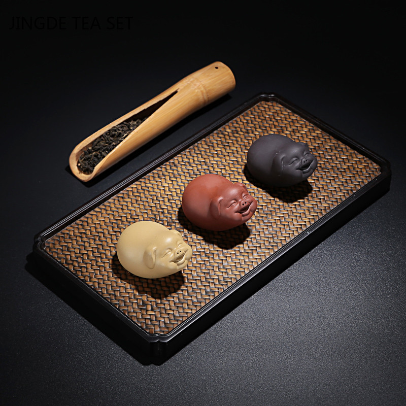 Kínai Yixing Purple Clay Tea Pet Lovely Figura Szobor Tea Asztali Dekoráció Otthoni Asztali Dekoráció Lila Agyag Teakészlet Kiegészítők
