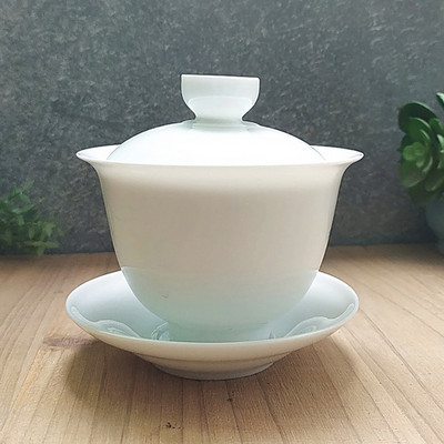 Dehua Ceramic Tea Gaiwan Tējas krūze Roku darbs Liela Tējas tējkanna Ķīniešu baltā porcelāna tējas bļoda Tējas komplekts Aksesuāri Master cup 200ml