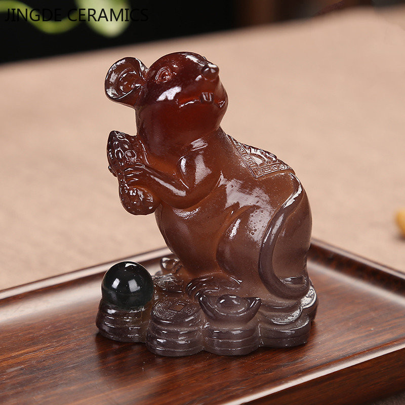 Radoša sveķu krāsas maiņa tēja Mājdzīvnieks Ķīniešu zodiaka statuja