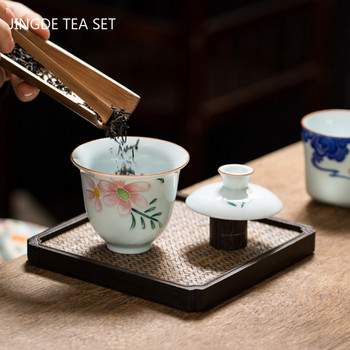 Κινεζική Λευκή Πορσελάνη Gaiwan Χειροποίητο Κεραμικό Τσάι Tureen Αξεσουάρ Σετ τσαγιού για το σπίτι Προσωπικό φλιτζάνι Προσαρμοσμένο ποτό