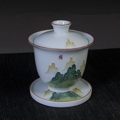 Ķīniešu baltā porcelāna Gaiwan tējas tase Ar rokām gatavota keramikas tēja Tureen Mājas tējas komplekta piederumi Personīgā krūze Pielāgoti dzērieni