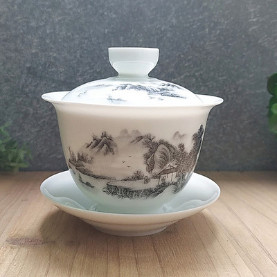 Dehua Ceramic Tea Gaiwan Tējas krūze Ar rokām gatavota tēja ķīniešu retro tējas komplekts Aksesuāri Tējas ceremonija Dzērieni Master cup 180ml