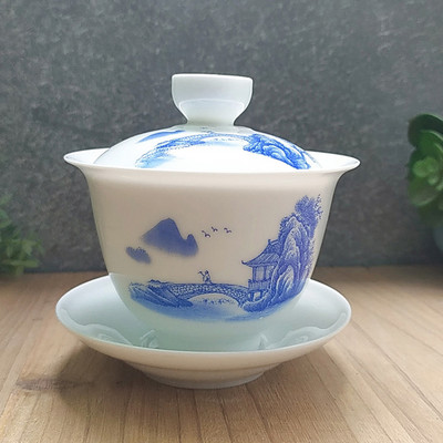 Dehua Ceramic Tea Gaiwan Tējas krūze Ar rokām gatavota tēja ķīniešu retro tējas komplekts Aksesuāri Tējas ceremonija Dzērieni Master cup 180ml